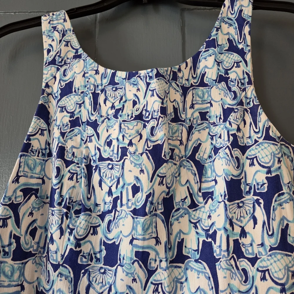 Lilly Pulitzer Cathy Shift Dress In Blue Elephant Print Size 0 - Picture 3 of 7